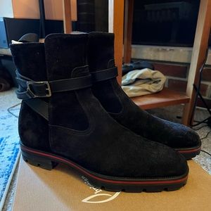 Christian Louboutin Kicko Croc Boot Black Suede